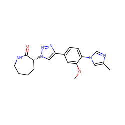 COc1cc(-c2cn([C@@H]3CCCCNC3=O)nn2)ccc1-n1cnc(C)c1 ZINC000084617749