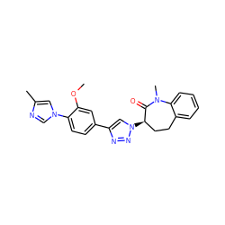 COc1cc(-c2cn([C@@H]3CCc4ccccc4N(C)C3=O)nn2)ccc1-n1cnc(C)c1 ZINC000146195854