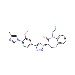 COc1cc(-c2cn([C@@H]3CCc4ccccc4N(CCF)C3=O)nn2)ccc1-n1cnc(C)c1 ZINC000147924459