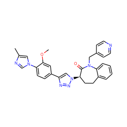 COc1cc(-c2cn([C@@H]3CCc4ccccc4N(Cc4ccncc4)C3=O)nn2)ccc1-n1cnc(C)c1 ZINC000145871766