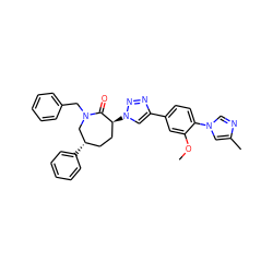 COc1cc(-c2cn([C@H]3CC[C@H](c4ccccc4)CN(Cc4ccccc4)C3=O)nn2)ccc1-n1cnc(C)c1 ZINC000084586834