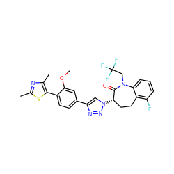 COc1cc(-c2cn([C@H]3CCc4c(F)cccc4N(CC(F)(F)F)C3=O)nn2)ccc1-c1sc(C)nc1C ZINC000145460557