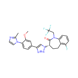 COc1cc(-c2cn([C@H]3CCc4c(F)cccc4N(CC(F)(F)F)C3=O)nn2)ccc1-n1ccnc1C ZINC000146558631