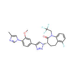 COc1cc(-c2cn([C@H]3CCc4c(F)cccc4N(CC(F)(F)F)C3=O)nn2)ccc1-n1cnc(C)c1 ZINC000043201898