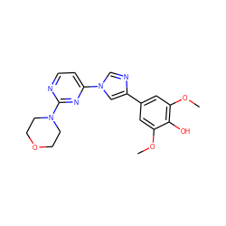 COc1cc(-c2cn(-c3ccnc(N4CCOCC4)n3)cn2)cc(OC)c1O ZINC000045320111