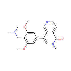 COc1cc(-c2cn(C)c(=O)c3ccncc23)cc(OC)c1CN(C)C ZINC000653899403