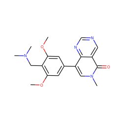 COc1cc(-c2cn(C)c(=O)c3cncnc23)cc(OC)c1CN(C)C ZINC000653887144