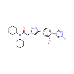 COc1cc(-c2cn(CC(=O)N(C3CCCCC3)C3CCCCC3)nn2)ccc1-n1cnc(C)c1 ZINC000084635911