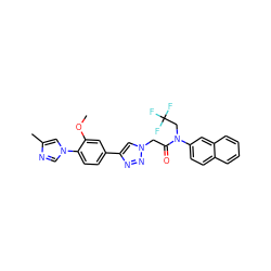 COc1cc(-c2cn(CC(=O)N(CC(F)(F)F)c3ccc4ccccc4c3)nn2)ccc1-n1cnc(C)c1 ZINC000084596716