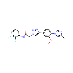 COc1cc(-c2cn(CC(=O)Nc3cccc(F)c3F)nn2)ccc1-n1cnc(C)c1 ZINC001772621110