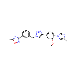 COc1cc(-c2cn(Cc3cccc(-c4noc(C)n4)c3)nn2)ccc1-n1cnc(C)c1 ZINC000072114178