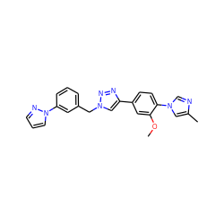 COc1cc(-c2cn(Cc3cccc(-n4cccn4)c3)nn2)ccc1-n1cnc(C)c1 ZINC000072114177