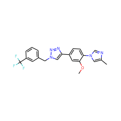 COc1cc(-c2cn(Cc3cccc(C(F)(F)F)c3)nn2)ccc1-n1cnc(C)c1 ZINC000072113644