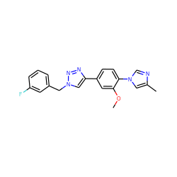 COc1cc(-c2cn(Cc3cccc(F)c3)nn2)ccc1-n1cnc(C)c1 ZINC000072113623