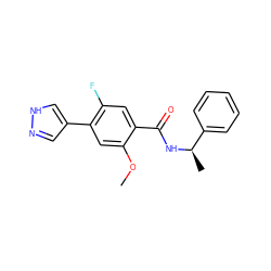 COc1cc(-c2cn[nH]c2)c(F)cc1C(=O)N[C@H](C)c1ccccc1 ZINC001772575667