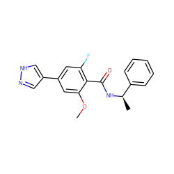 COc1cc(-c2cn[nH]c2)cc(F)c1C(=O)N[C@H](C)c1ccccc1 ZINC001772589506