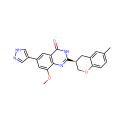 COc1cc(-c2cn[nH]c2)cc2c(=O)[nH]c([C@@H]3COc4ccc(C)cc4C3)nc12 ZINC000066074384