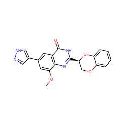 COc1cc(-c2cn[nH]c2)cc2c(=O)[nH]c([C@@H]3COc4ccccc4O3)nc12 ZINC000066157573