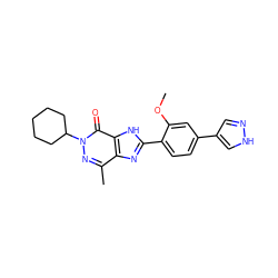 COc1cc(-c2cn[nH]c2)ccc1-c1nc2c(C)nn(C3CCCCC3)c(=O)c2[nH]1 ZINC000095552234