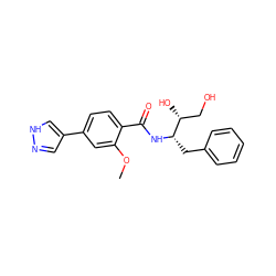 COc1cc(-c2cn[nH]c2)ccc1C(=O)N[C@@H](Cc1ccccc1)[C@H](O)CO ZINC001772633534