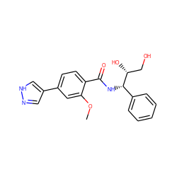 COc1cc(-c2cn[nH]c2)ccc1C(=O)N[C@@H](c1ccccc1)[C@H](O)CO ZINC001772582252