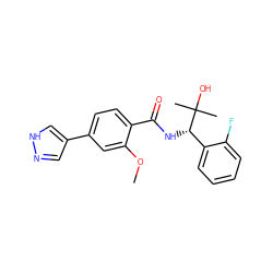 COc1cc(-c2cn[nH]c2)ccc1C(=O)N[C@@H](c1ccccc1F)C(C)(C)O ZINC001772640379