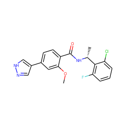 COc1cc(-c2cn[nH]c2)ccc1C(=O)N[C@H](C)c1c(F)cccc1Cl ZINC001772636453