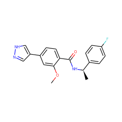 COc1cc(-c2cn[nH]c2)ccc1C(=O)N[C@H](C)c1ccc(F)cc1 ZINC001772598838