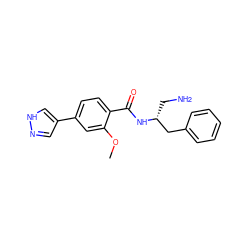 COc1cc(-c2cn[nH]c2)ccc1C(=O)N[C@H](CN)Cc1ccccc1 ZINC001772629475