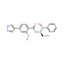 COc1cc(-c2cn[nH]c2)ccc1C(=O)N[C@H](CO)[C@H](O)c1ccccc1 ZINC001772601022