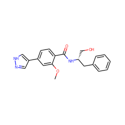 COc1cc(-c2cn[nH]c2)ccc1C(=O)N[C@H](CO)Cc1ccccc1 ZINC001772624780