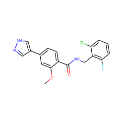 COc1cc(-c2cn[nH]c2)ccc1C(=O)NCc1c(F)cccc1Cl ZINC001772623393