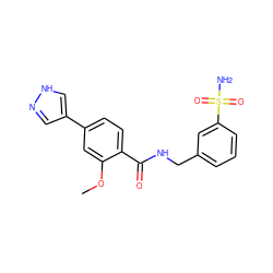 COc1cc(-c2cn[nH]c2)ccc1C(=O)NCc1cccc(S(N)(=O)=O)c1 ZINC001772629981