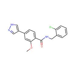 COc1cc(-c2cn[nH]c2)ccc1C(=O)NCc1ccccc1Cl ZINC000209318023