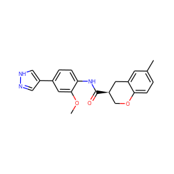 COc1cc(-c2cn[nH]c2)ccc1NC(=O)[C@@H]1COc2ccc(C)cc2C1 ZINC000040420781