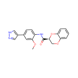 COc1cc(-c2cn[nH]c2)ccc1NC(=O)[C@@H]1COc2ccccc2O1 ZINC000040943603