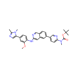 COc1cc(-c2cnc(C)n2C)ccc1Nc1cc2cc(-c3ccc(N(C)C(=O)OC(C)(C)C)nc3)ccc2cn1 ZINC000207753146