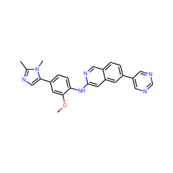 COc1cc(-c2cnc(C)n2C)ccc1Nc1cc2cc(-c3cncnc3)ccc2cn1 ZINC000207757484