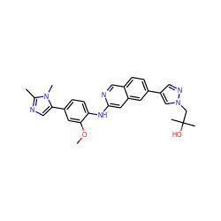 COc1cc(-c2cnc(C)n2C)ccc1Nc1cc2cc(-c3cnn(CC(C)(C)O)c3)ccc2cn1 ZINC000207712989