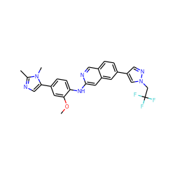 COc1cc(-c2cnc(C)n2C)ccc1Nc1cc2cc(-c3cnn(CC(F)(F)F)c3)ccc2cn1 ZINC000207722969