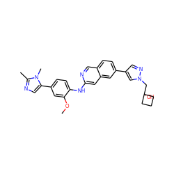 COc1cc(-c2cnc(C)n2C)ccc1Nc1cc2cc(-c3cnn(CC4(O)CCC4)c3)ccc2cn1 ZINC000207712491