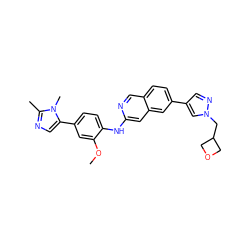 COc1cc(-c2cnc(C)n2C)ccc1Nc1cc2cc(-c3cnn(CC4COC4)c3)ccc2cn1 ZINC000207717819