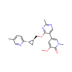 COc1cc(-c2cnc(C)nc2OC[C@H]2C[C@@H]2c2ccc(C)cn2)cn(C)c1=O ZINC000222631388