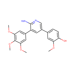 COc1cc(-c2cnc(N)c(-c3cc(OC)c(OC)c(OC)c3)c2)ccc1O ZINC000299831482