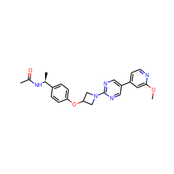 COc1cc(-c2cnc(N3CC(Oc4ccc([C@H](C)NC(C)=O)cc4)C3)nc2)ccn1 ZINC000142186303