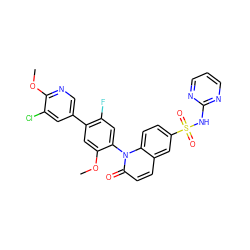 COc1cc(-c2cnc(OC)c(Cl)c2)c(F)cc1-n1c(=O)ccc2cc(S(=O)(=O)Nc3ncccn3)ccc21 ZINC000221881171