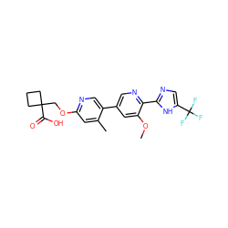 COc1cc(-c2cnc(OCC3(C(=O)O)CCC3)cc2C)cnc1-c1ncc(C(F)(F)F)[nH]1 ZINC000218561619