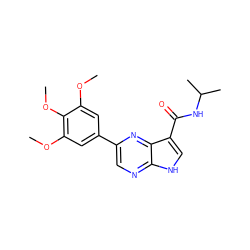 COc1cc(-c2cnc3[nH]cc(C(=O)NC(C)C)c3n2)cc(OC)c1OC ZINC000095602443