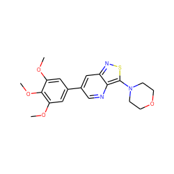 COc1cc(-c2cnc3c(N4CCOCC4)snc3c2)cc(OC)c1OC ZINC000222110445