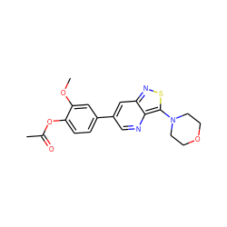 COc1cc(-c2cnc3c(N4CCOCC4)snc3c2)ccc1OC(C)=O ZINC000223271871